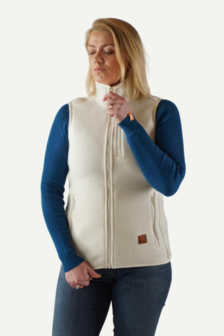 Lanullva Basic High Loft Ullfleece Vest Dame, Natur-Lanullva