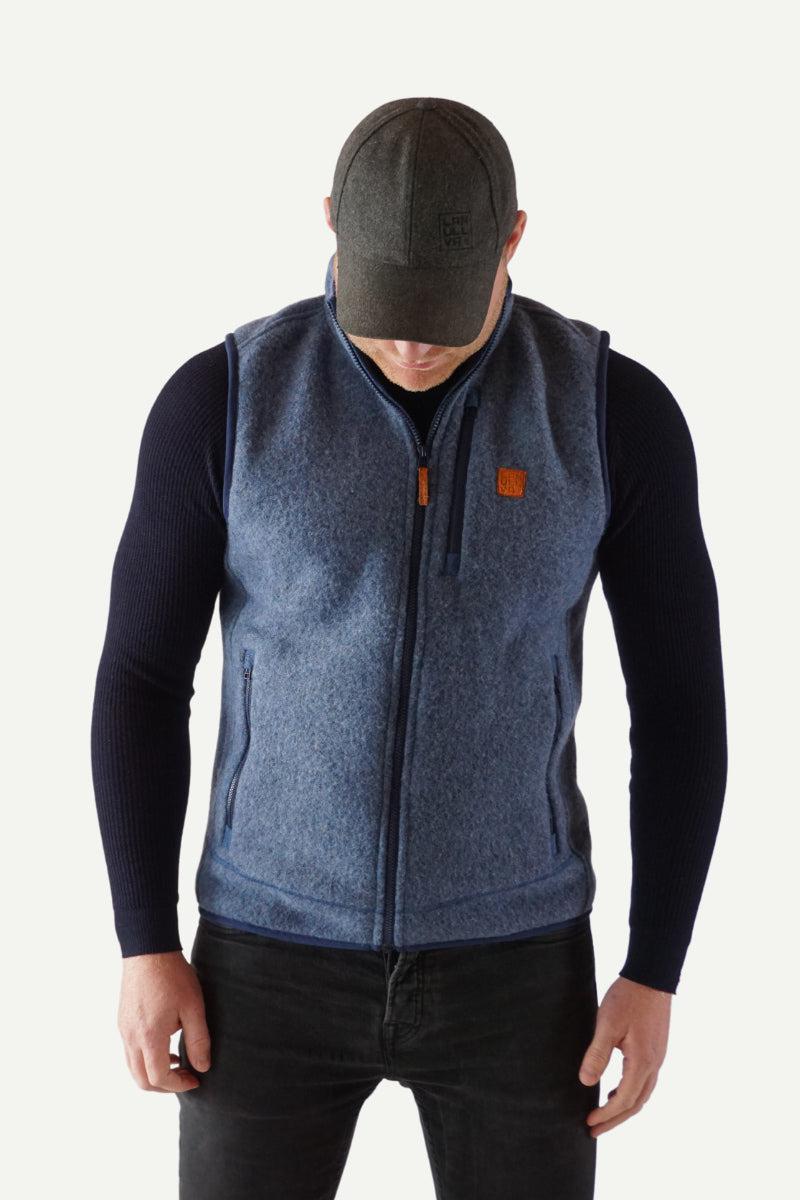 Lanullva Basic High Loft Ullfleece Vest Herre, Byge Blå-Lanullva