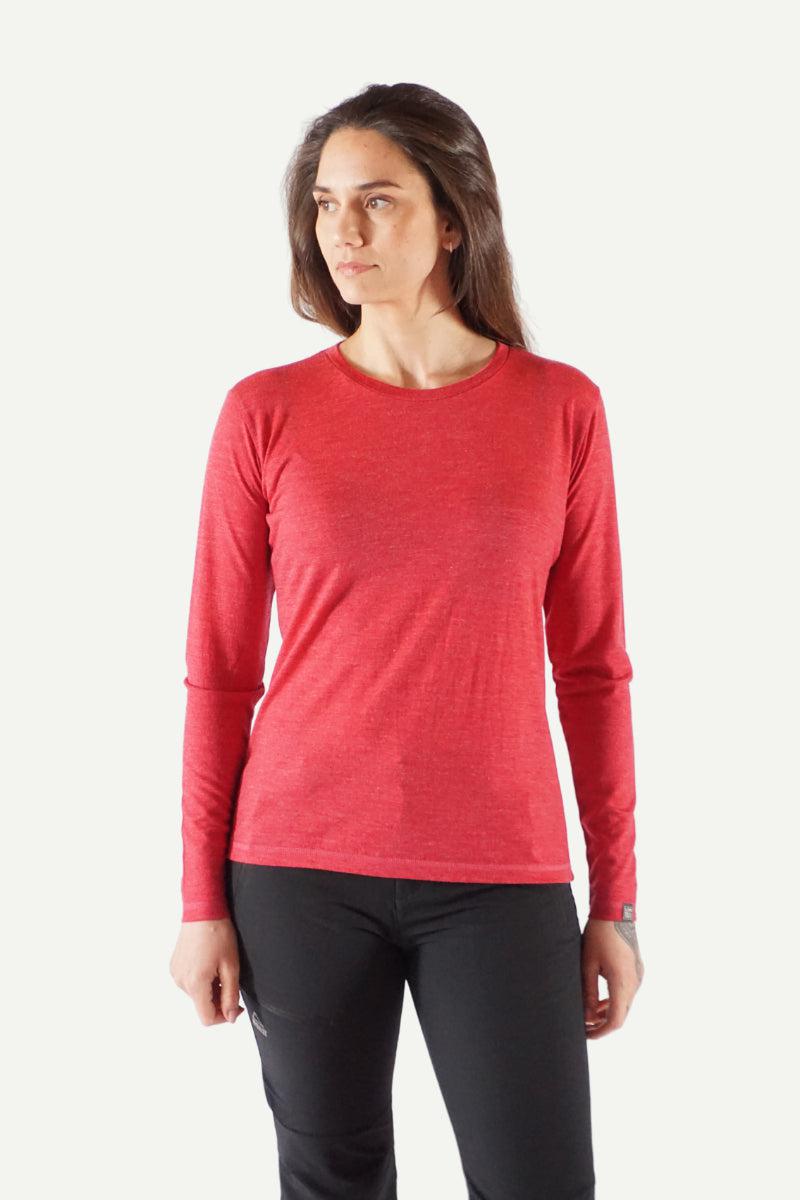 Lanullva Basic T-Skjorte Dame Long Sleeve, Bringebær-Lanullva