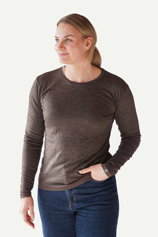 Lanullva Basic T-Skjorte Dame Long Sleeve, Bark