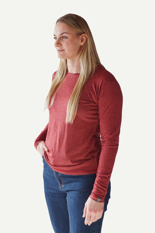 Lanullva Basic T-Skjorte Dame Long Sleeve, Vinrød