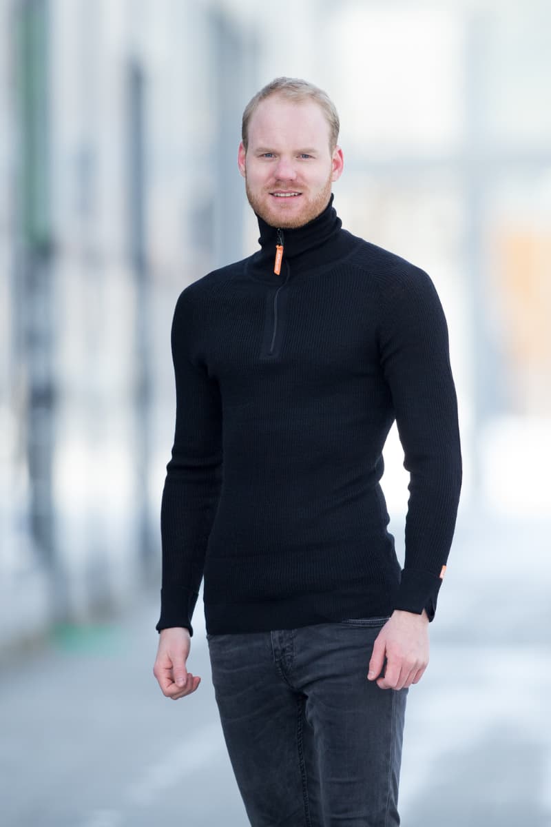 Lanullva Havbris 2.0 Ulltrøye Half Zip, Sort-Lanullva