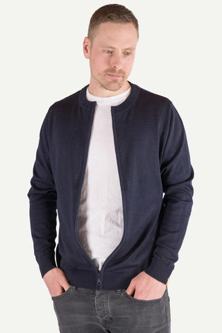 Lanullva Klassisk 2.0 Ullcardigan Herre Zip, Nattblå-Lanullva